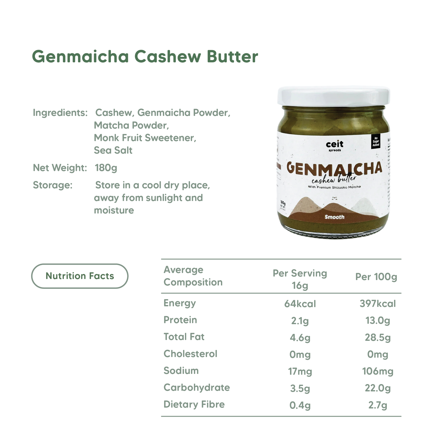 Genmaicha Cashew Butter 180g