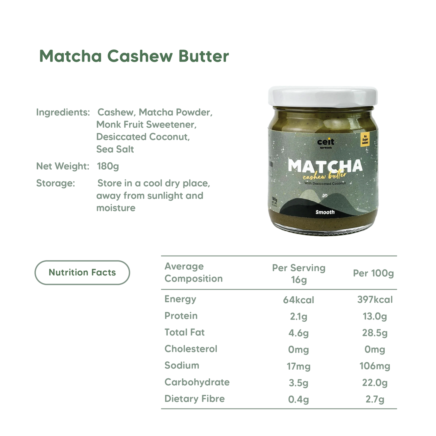 Matcha Cashew Butter 180g