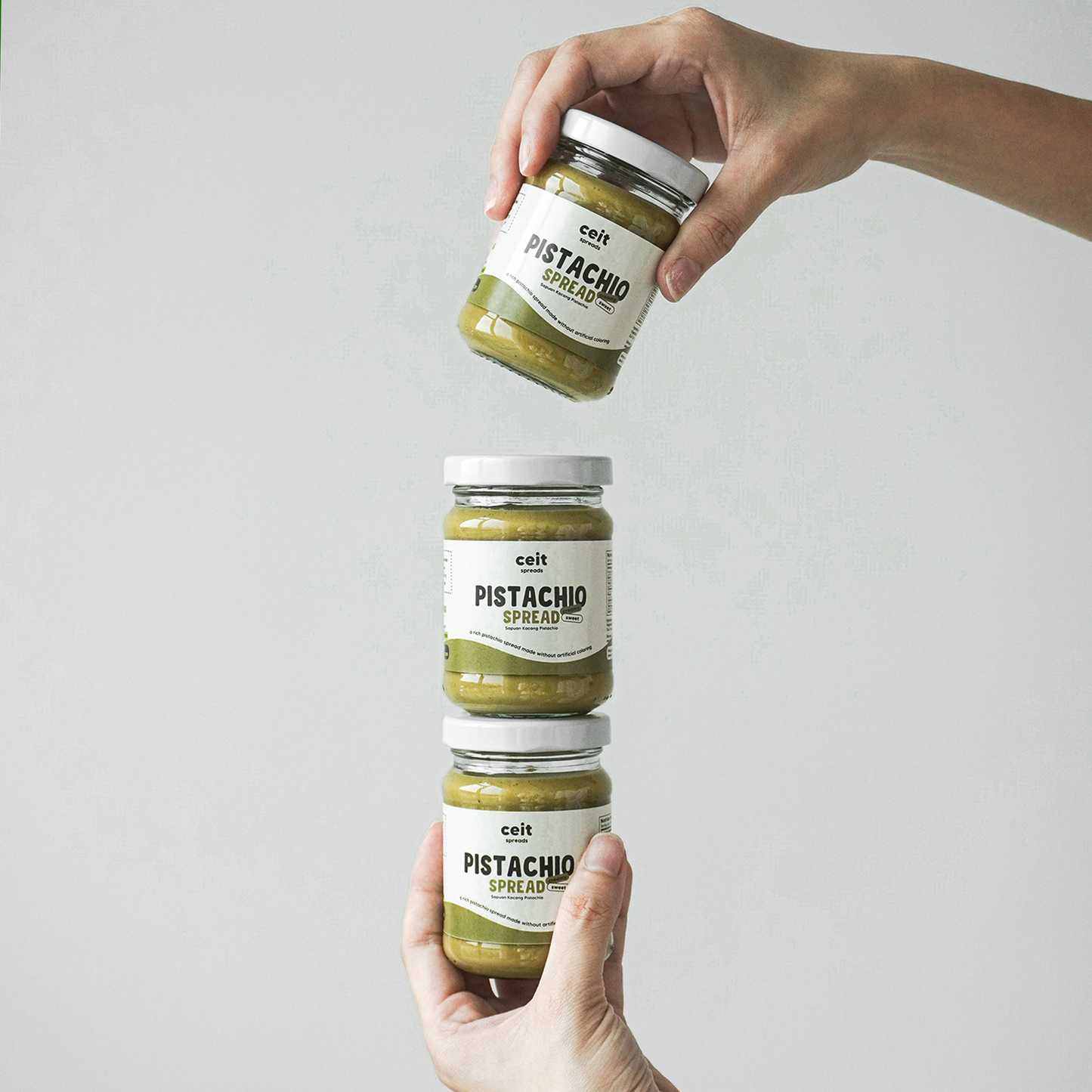 Halal-certified pistachio spread in Malaysia, low in sugar and high in protein, perfect for a healthy diet.